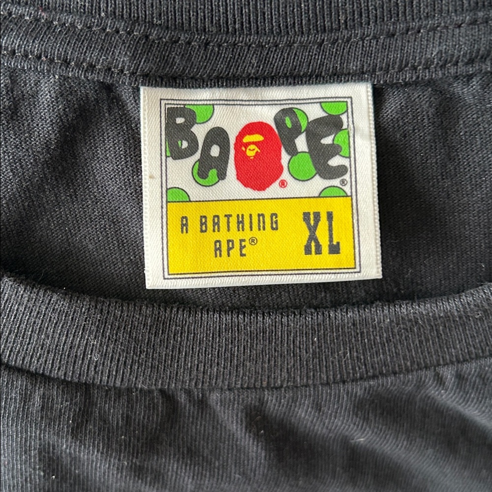 Bape - A Bathing Ape Black Mens College Short Sleeve Tee XL Authentic - Picture 2 of 9